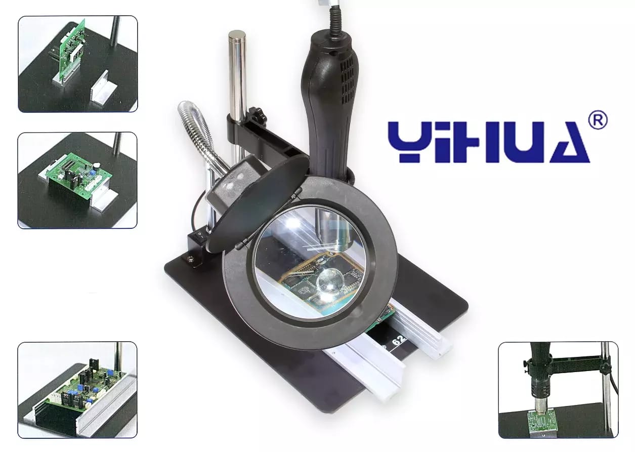 Leiterplattenhalter mit LED-Lampe, Lupe und Ständer YIHUA 628TD – 2