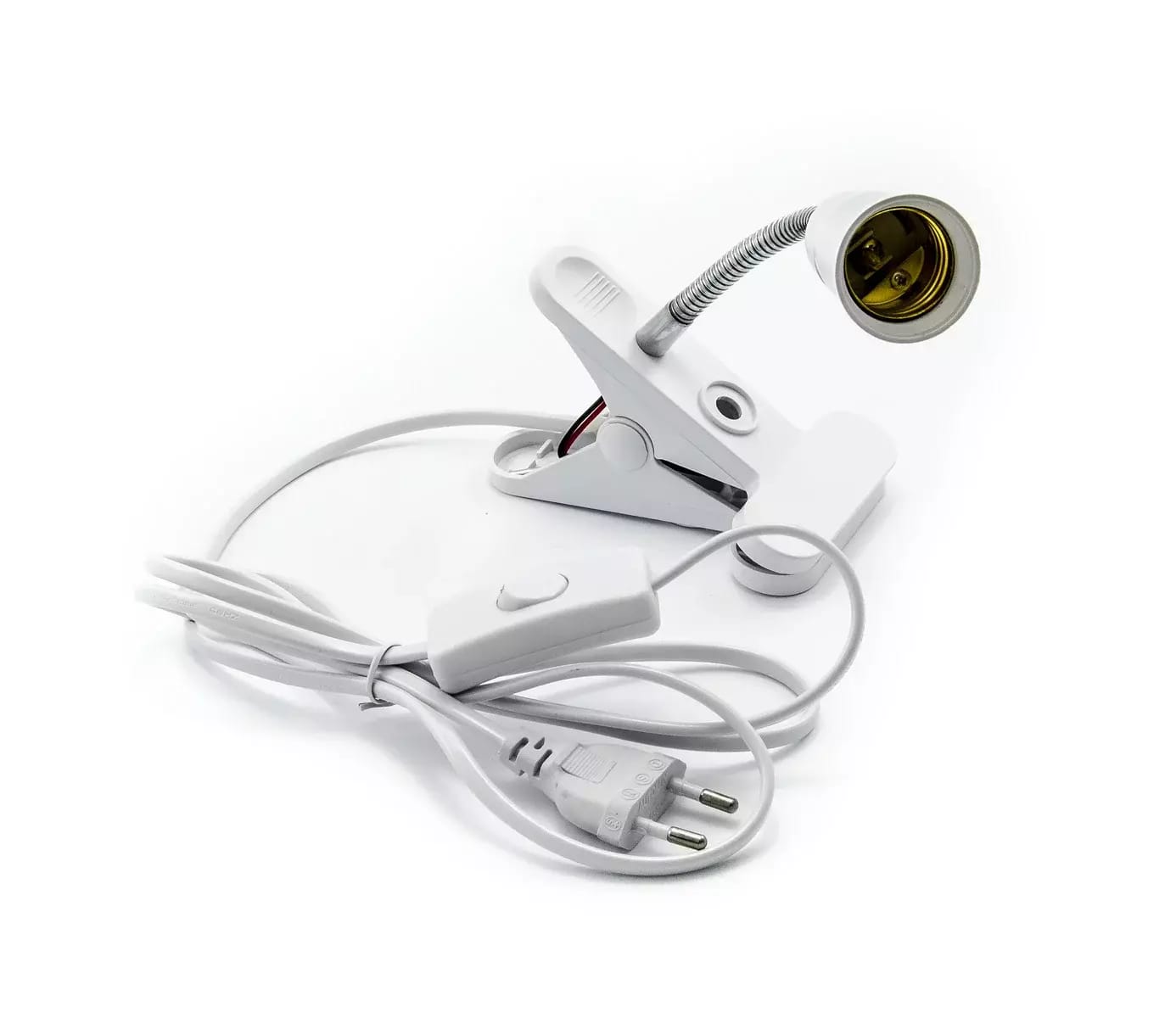 E27-Fassung mit Clip, Schalter und Stecker 10cm