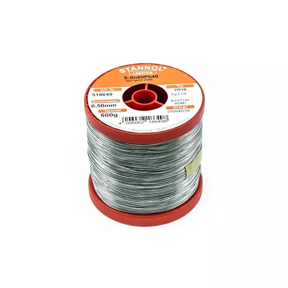 Rohrförmiges Zinn 0,5mm Sn60Pb40 HS10 STANNOL 500g