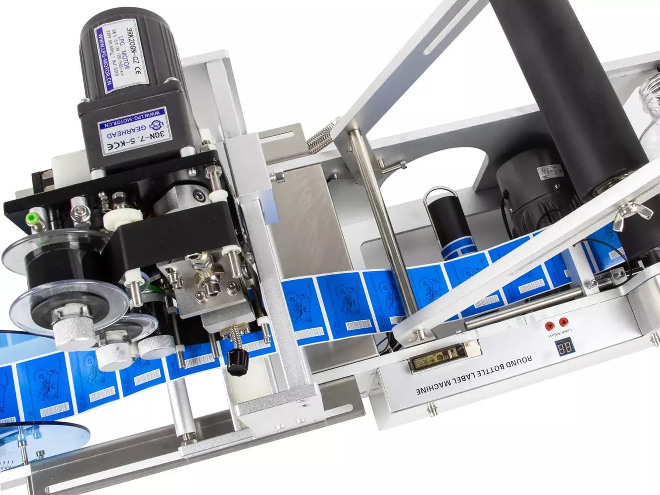 Halbautomatische Etikettiermaschine LT-50D für Flaschen, Gläser und Dosen mit integriertem Verfallsdatum-Drucker – 2