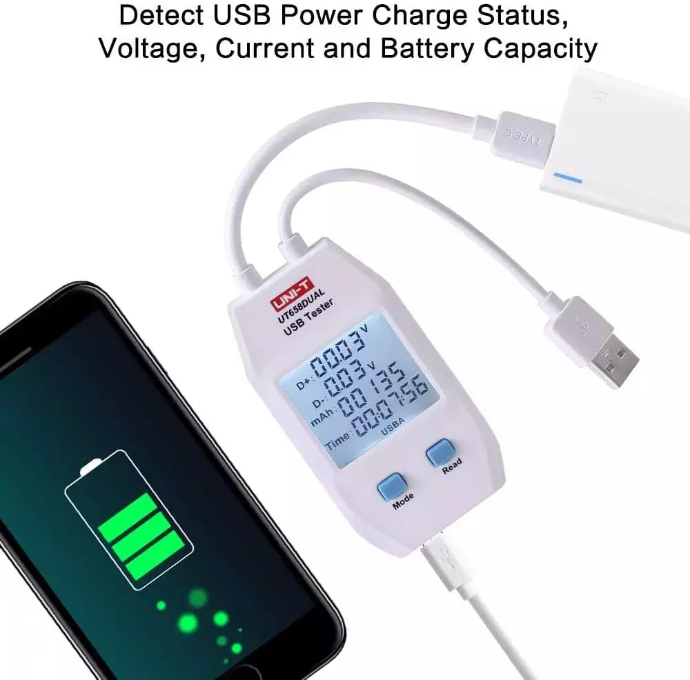 UNI-T UT-658D USB-Kapazitätsmessgerät mit USB-C und USB-A – 2