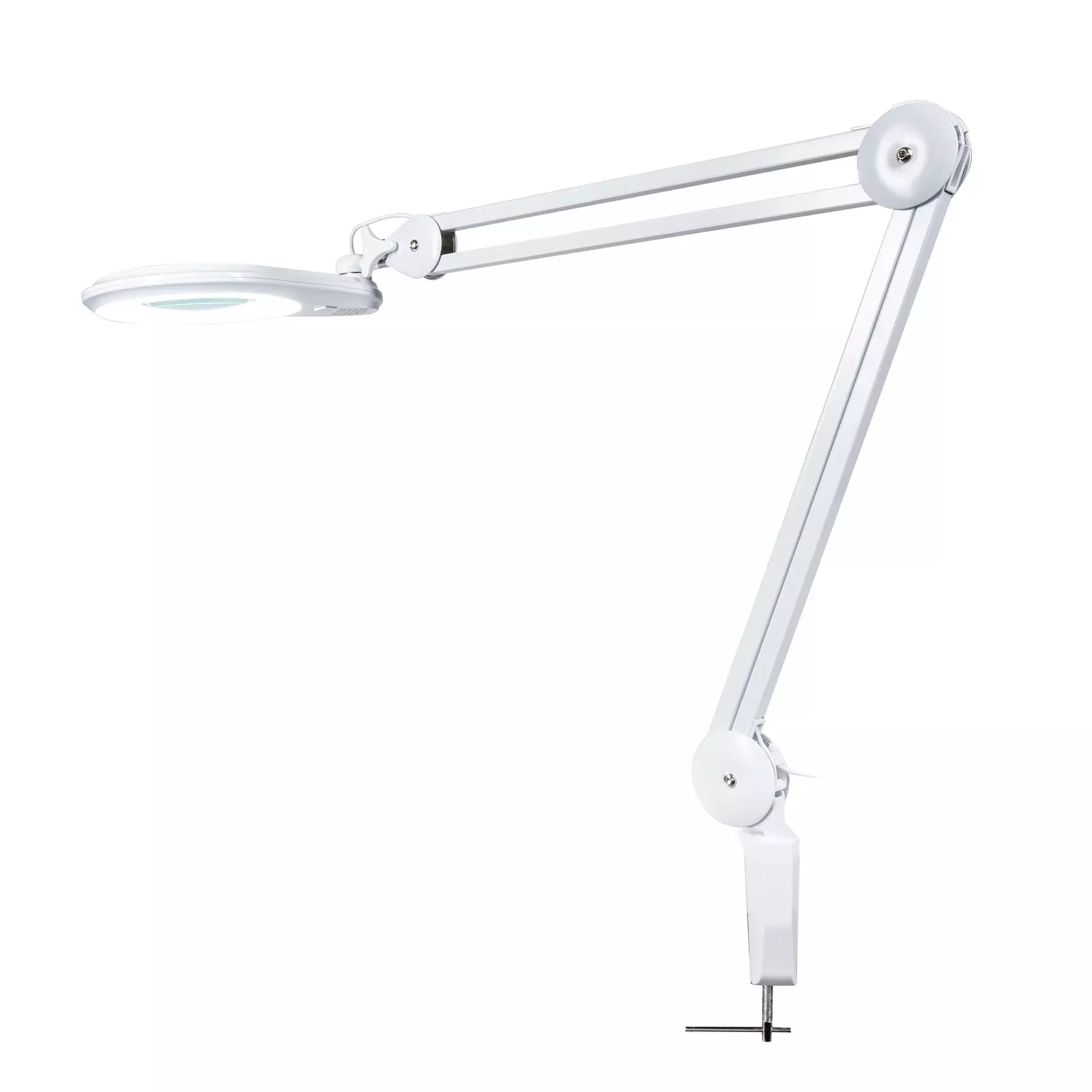 Weiße Tischleuchte IB-127 mit 127mm Vergrößerungsglas und LED-Hintergrundbeleuchtung