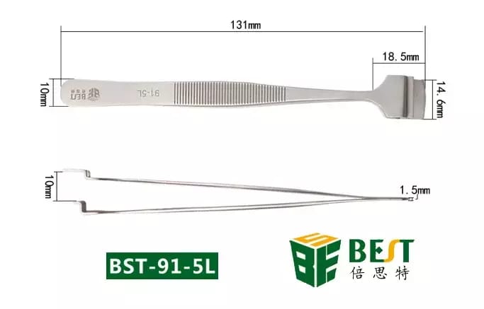 Pinzette aus rostfreiem Stahl für Platten und Scheiben BEST BST-91-5L – 2
