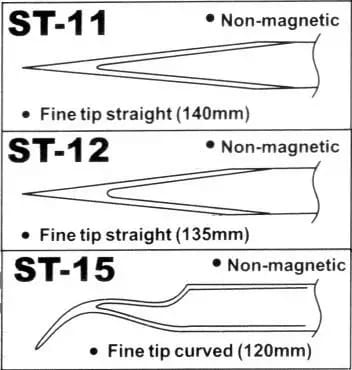 Antimagnetische Pinzette aus Edelstahl VETUS HRC40° ST-15 – 2