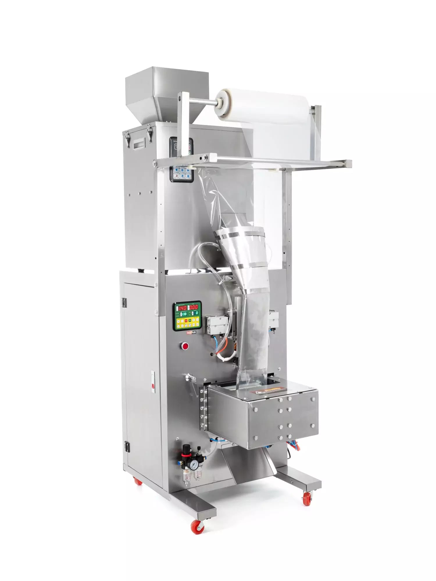 Pneumatische vertikale Verpackungsmaschine XT500 mit Schüttgutspender und integriertem Vakuum 10-500g